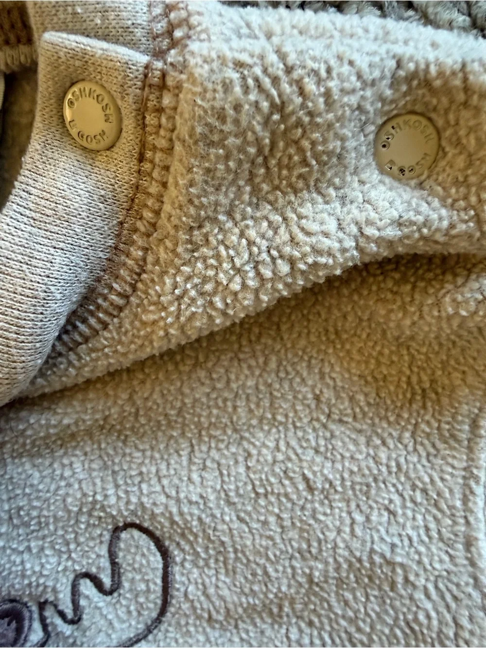 OshKosh B'gosh Beige One-Piece with Brown Moose Patch